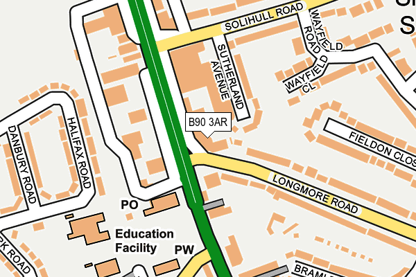 B90 3AR map - OS OpenMap – Local (Ordnance Survey)