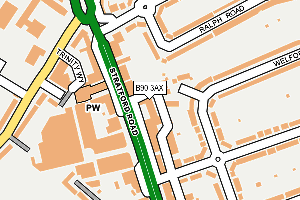 B90 3AX map - OS OpenMap – Local (Ordnance Survey)