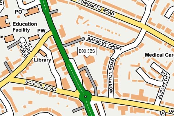 B90 3BS map - OS OpenMap – Local (Ordnance Survey)