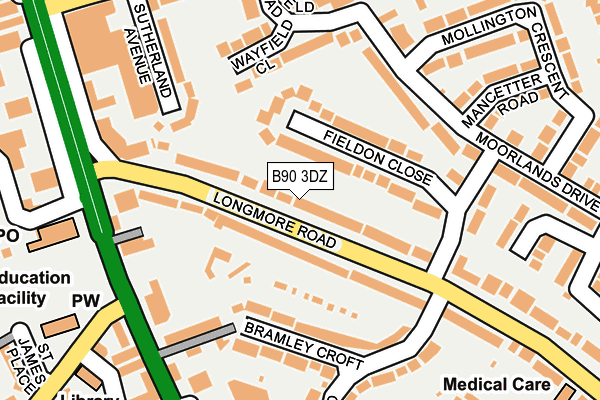 B90 3DZ map - OS OpenMap – Local (Ordnance Survey)