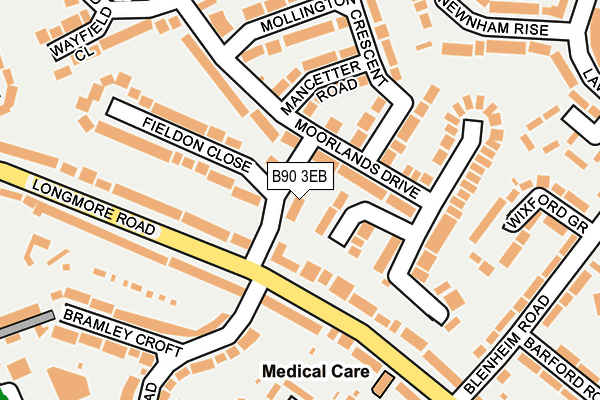 B90 3EB map - OS OpenMap – Local (Ordnance Survey)