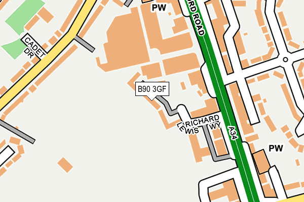 B90 3GF map - OS OpenMap – Local (Ordnance Survey)