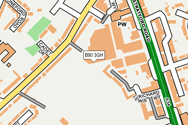 B90 3GH map - OS OpenMap – Local (Ordnance Survey)
