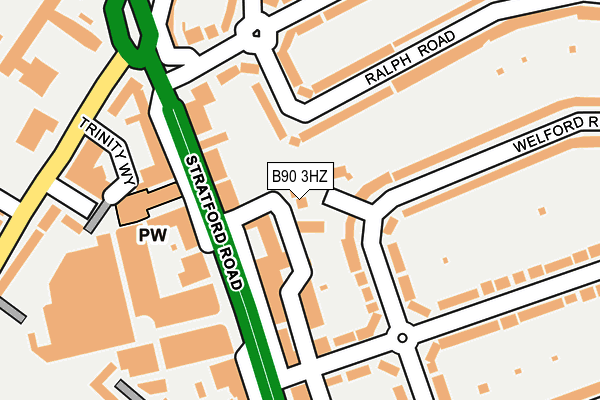 B90 3HZ map - OS OpenMap – Local (Ordnance Survey)