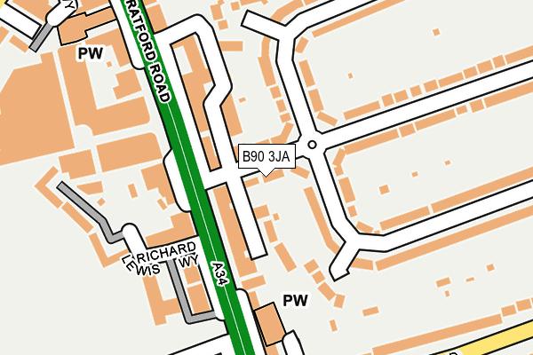 B90 3JA map - OS OpenMap – Local (Ordnance Survey)