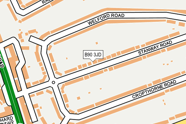 B90 3JD map - OS OpenMap – Local (Ordnance Survey)