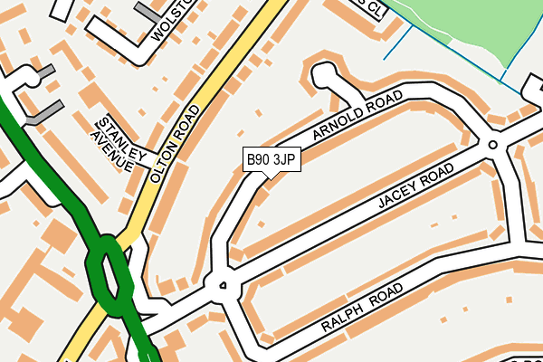 B90 3JP map - OS OpenMap – Local (Ordnance Survey)