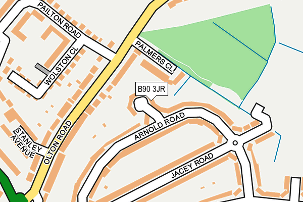 B90 3JR map - OS OpenMap – Local (Ordnance Survey)