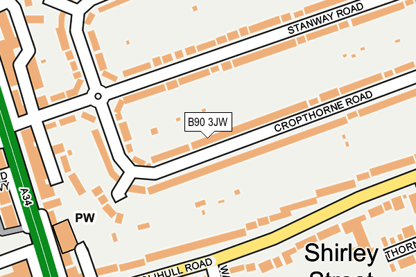 B90 3JW map - OS OpenMap – Local (Ordnance Survey)