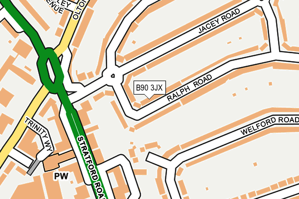 B90 3JX map - OS OpenMap – Local (Ordnance Survey)