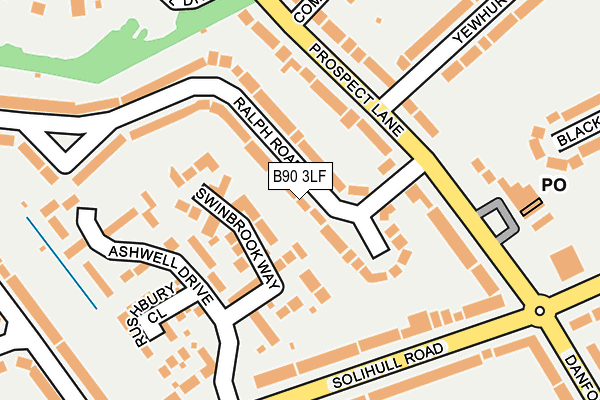 B90 3LF map - OS OpenMap – Local (Ordnance Survey)
