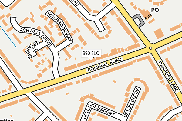 B90 3LQ map - OS OpenMap – Local (Ordnance Survey)