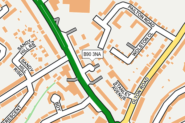 B90 3NA map - OS OpenMap – Local (Ordnance Survey)