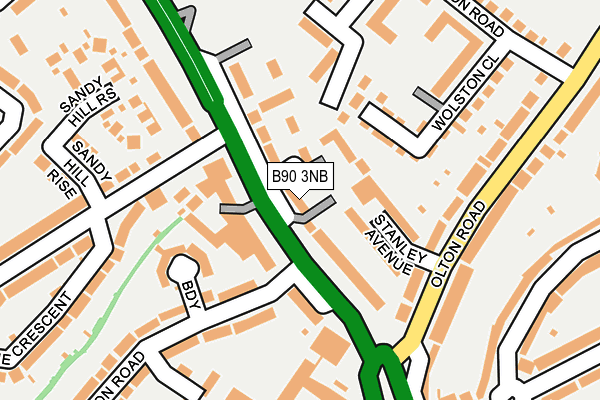 B90 3NB map - OS OpenMap – Local (Ordnance Survey)