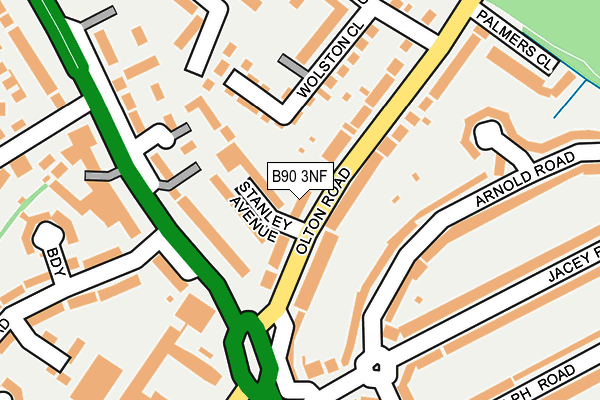 B90 3NF map - OS OpenMap – Local (Ordnance Survey)