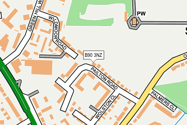 B90 3NZ map - OS OpenMap – Local (Ordnance Survey)