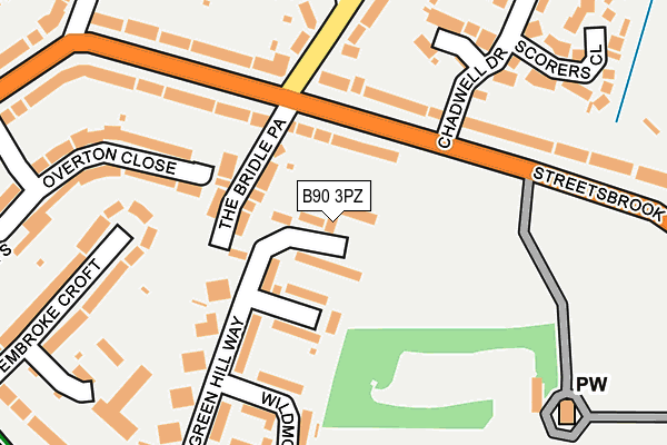 B90 3PZ map - OS OpenMap – Local (Ordnance Survey)
