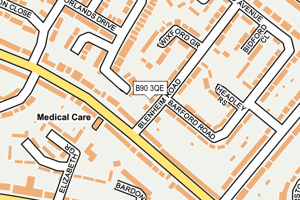B90 3QE map - OS OpenMap – Local (Ordnance Survey)