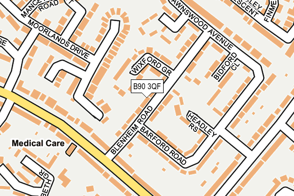 B90 3QF map - OS OpenMap – Local (Ordnance Survey)