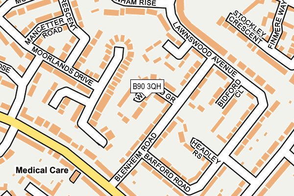 B90 3QH map - OS OpenMap – Local (Ordnance Survey)