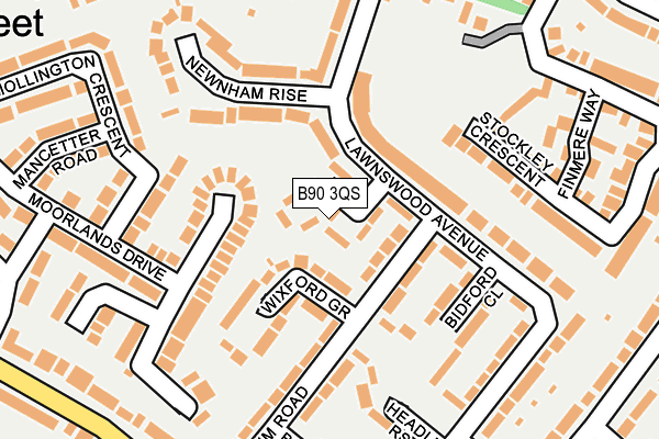 B90 3QS map - OS OpenMap – Local (Ordnance Survey)