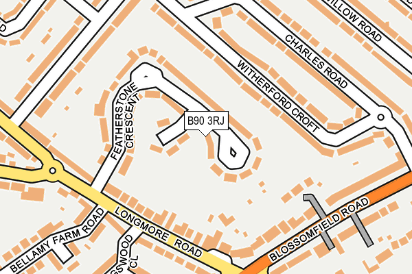B90 3RJ map - OS OpenMap – Local (Ordnance Survey)