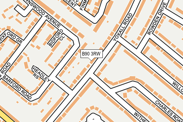 B90 3RW map - OS OpenMap – Local (Ordnance Survey)
