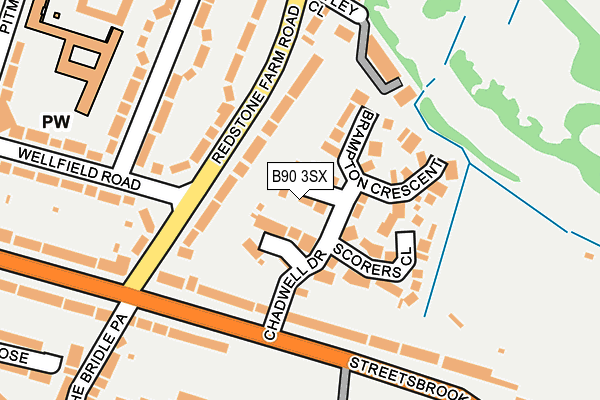 B90 3SX map - OS OpenMap – Local (Ordnance Survey)