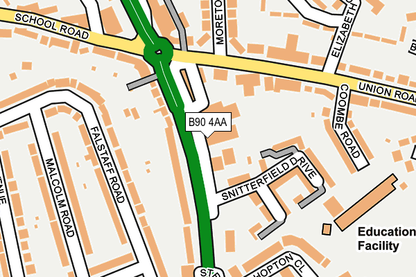 B90 4AA map - OS OpenMap – Local (Ordnance Survey)