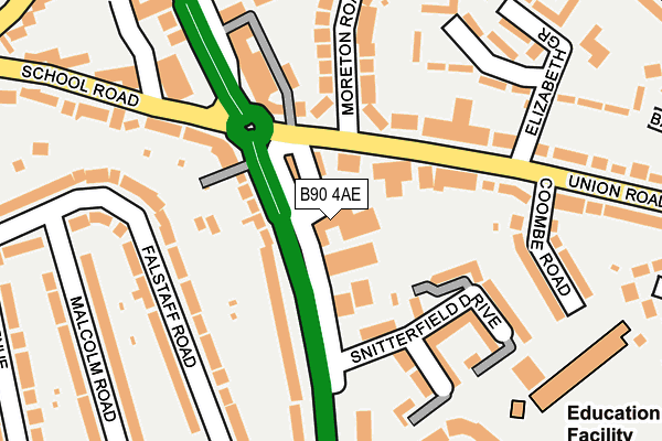 B90 4AE map - OS OpenMap – Local (Ordnance Survey)