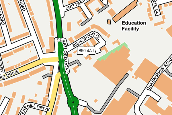 B90 4AJ map - OS OpenMap – Local (Ordnance Survey)