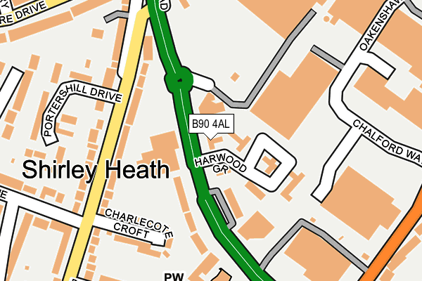 B90 4AL map - OS OpenMap – Local (Ordnance Survey)