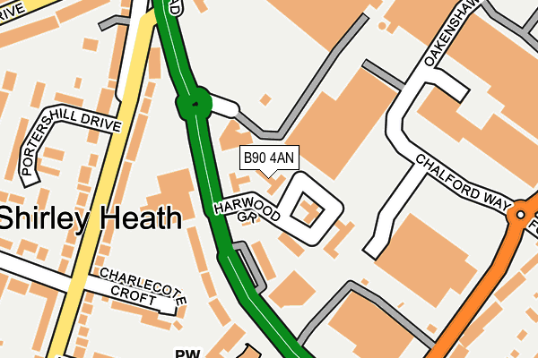 B90 4AN map - OS OpenMap – Local (Ordnance Survey)