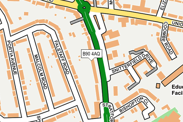 B90 4AQ map - OS OpenMap – Local (Ordnance Survey)