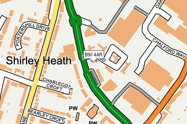 B90 4AR map - OS OpenMap – Local (Ordnance Survey)