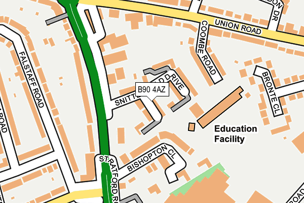 B90 4AZ map - OS OpenMap – Local (Ordnance Survey)
