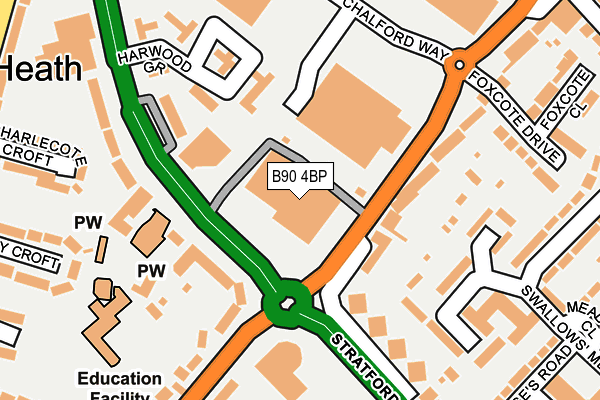 B90 4BP map - OS OpenMap – Local (Ordnance Survey)