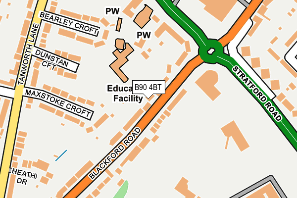 B90 4BT map - OS OpenMap – Local (Ordnance Survey)