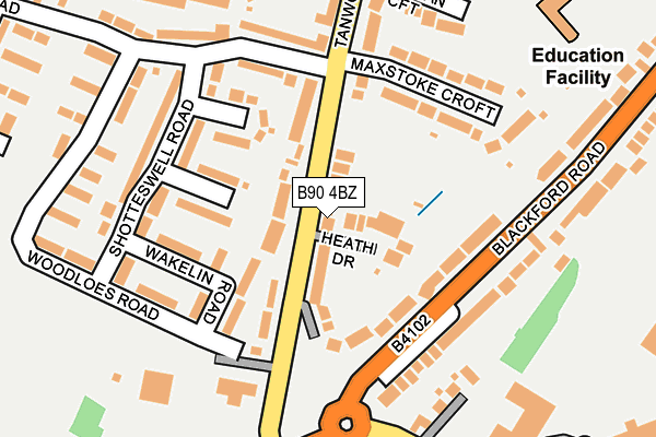 B90 4BZ map - OS OpenMap – Local (Ordnance Survey)