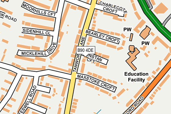 B90 4DE map - OS OpenMap – Local (Ordnance Survey)