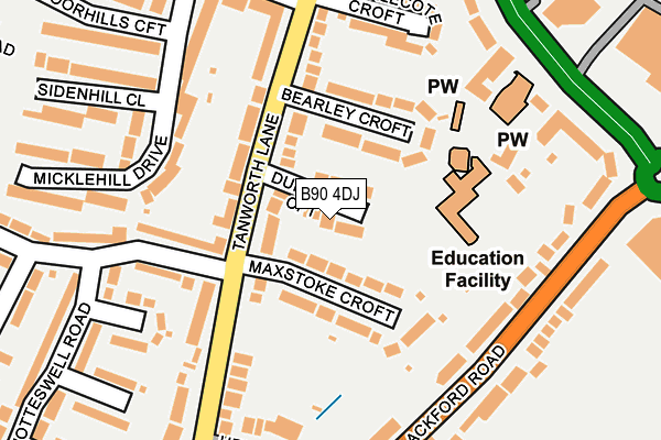 B90 4DJ map - OS OpenMap – Local (Ordnance Survey)