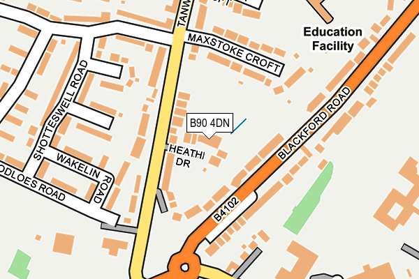 B90 4DN map - OS OpenMap – Local (Ordnance Survey)