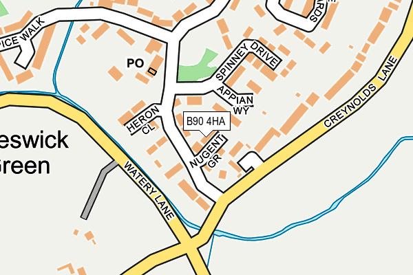 B90 4HA map - OS OpenMap – Local (Ordnance Survey)