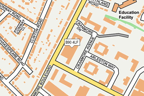 B90 4LF map - OS OpenMap – Local (Ordnance Survey)