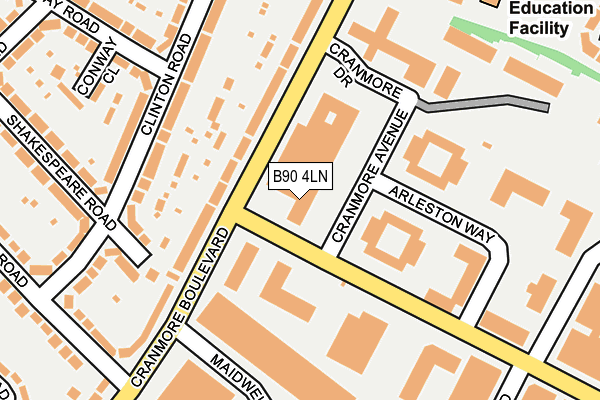 B90 4LN map - OS OpenMap – Local (Ordnance Survey)
