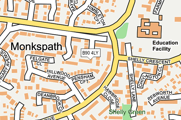 B90 4LY map - OS OpenMap – Local (Ordnance Survey)