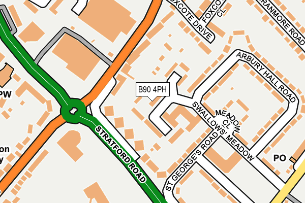 B90 4PH map - OS OpenMap – Local (Ordnance Survey)