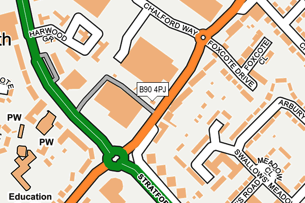 B90 4PJ map - OS OpenMap – Local (Ordnance Survey)