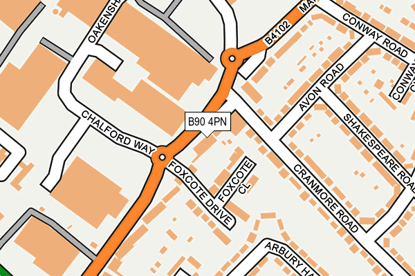 B90 4PN map - OS OpenMap – Local (Ordnance Survey)