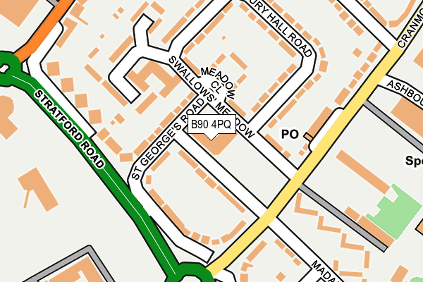 B90 4PQ map - OS OpenMap – Local (Ordnance Survey)